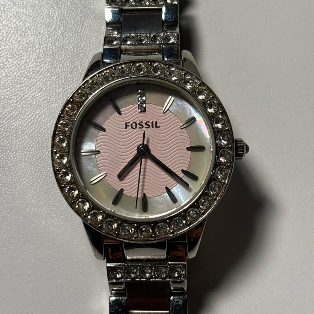 Small Silver Fossil Watch